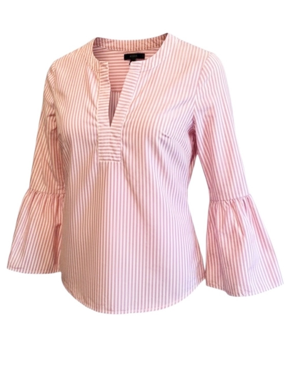 J. CREW Striped Bell-Sleeve
Blouse Pink and White Striped Top